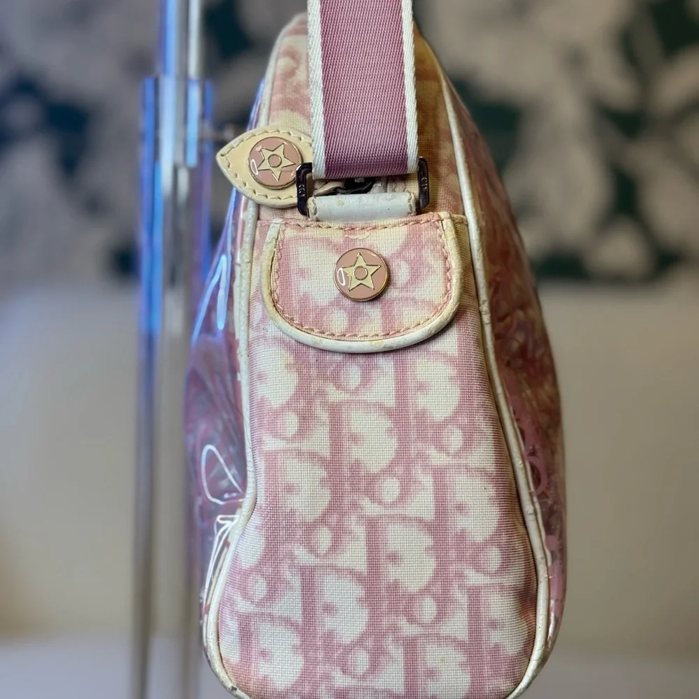 Dior Authentic Pink and Cream Trotter Transparent Crossbody bag w/pouch. RARE - Picture 4 of 16